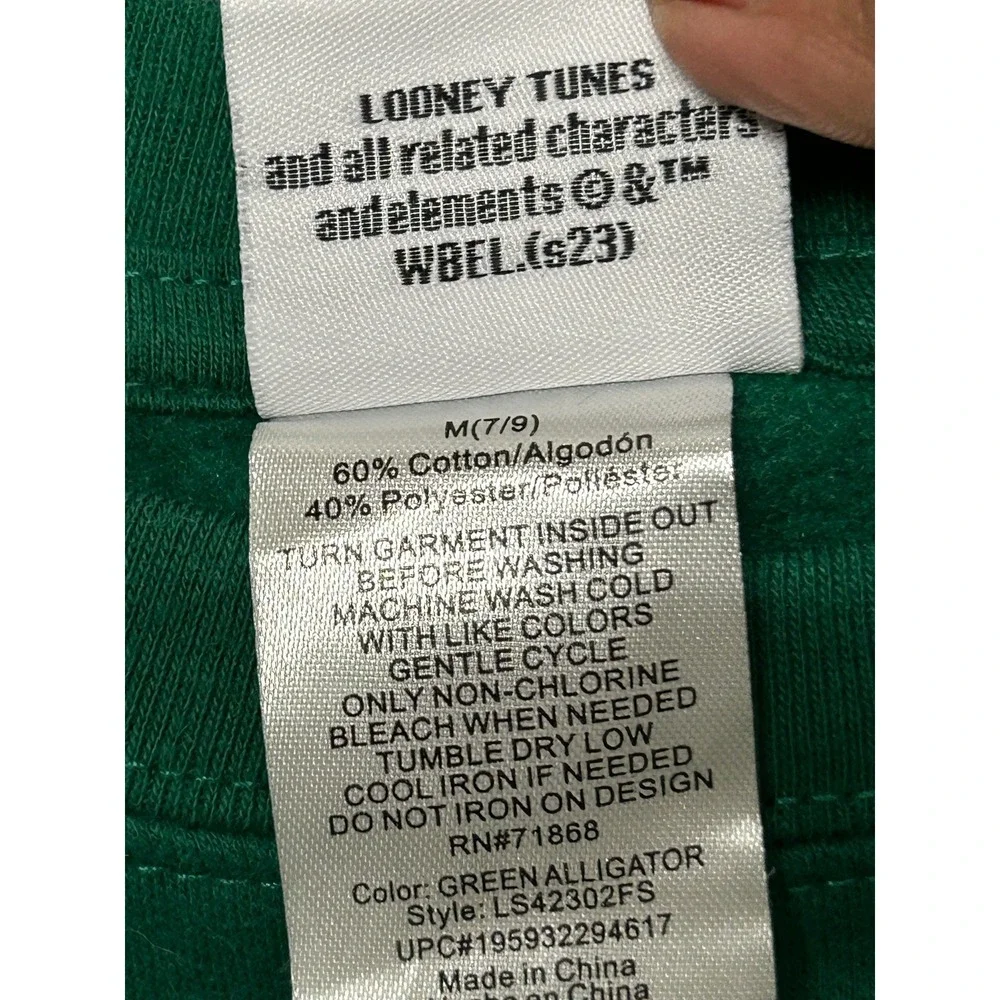 Looney Tunes Sweatshirt Womens Size M Green Rhinestone Tweety Bird Crew Neck LS